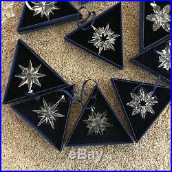 Lot of 14 Swarovski Crystal Annual Snowflake Christmas Ornaments