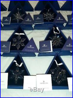 Lot of 15 Swarovski Austrian Crystal Star Christmas Ornaments 2003-2017 With Boxes