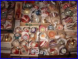 Lot of 150 Vintage Christmas Ornaments Shiny Brite Polish Indents Stripes ETC