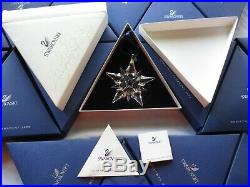 Lot of 18 Swarovski Austrian Crystal Star Christmas Ornaments 2001-2018 With Boxes