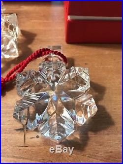 Lot of 3 BACCARAT Art Crystal 3D NOEL SNOWFLAKE Christmas ORNAMENT
