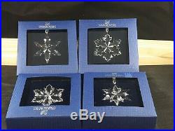 Lot of 4 Little Swarovski Crystal Annual Snowflake Christmas Ornaments 2014-'17