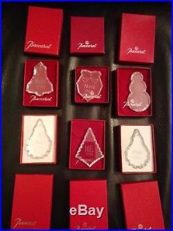 Lot of 6 Baccarat Fine Crystal Christmas Ornaments 1983 1985 1986 1987 1988 1989
