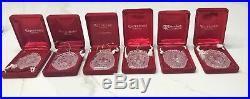 Lot of 6 Waterford Crystal Christmas Ornaments Set 1988 89 91 93 94 95 Final