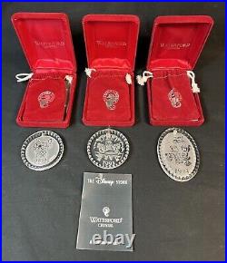 Lot of 7 WATERFORD CRYSTAL Disney Christmas Ornaments 1992-1998 (REZ)