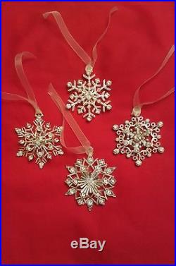 Lunt Reed & Barton Qty. 4 Jeweled Crystal Snowflake Christmas Ornaments