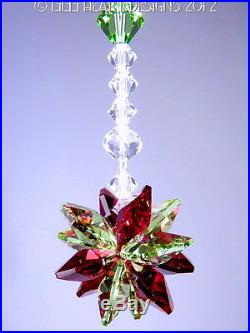 M/w Swarovski Crystal Christmas Ornament SUNCATCHER Red Green Lilli Heart Design