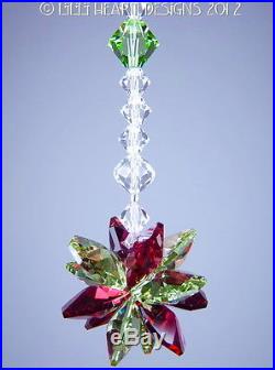 M/w Swarovski Crystal Christmas Ornament SUNCATCHER Red Green Lilli Heart Design