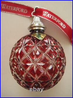 MINT 2013 Annual RUBY Ball Cased Crystal Ornament WATERFORD 161066 Original Box