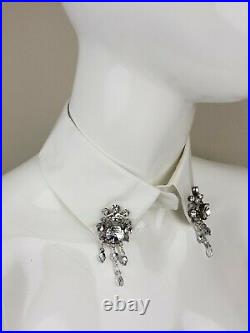 MIU MIU White Cotton Collar with Crystal Ornaments IT40/US6 NWT