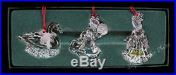Marquis Waterford Crystal 12 Days Xmas 3rd Edition 3 Ornament Swans Maids Ladies