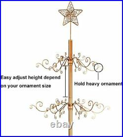 Metal Christmas Tree Wrought Iron Ornament Display Stand 174 Hook 84H Gold