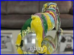 Multicolour Paint Splash Pop Art British Bulldog Crystal Ornament Figurine Dog
