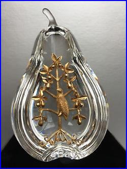 NEW Art Glass STEUBEN 18K GOLD PARTRIDGE PEAR TREE Crystal ornament heart XMAS
