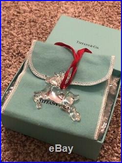 NEW Rare Tiffany & Co Crystal Reindeer Ornament Christmas Holiday Pouch Box Gift