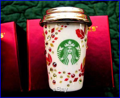 NEW Starbucks SWAROVSKI CRYSTAL Limited Edition Christmas Ornament NIB Sold-Out