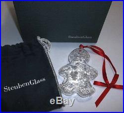 NEW in BOX STEUBEN art glass GINGERBREAD ornament XMAS tree man woman boy girl