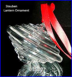 NEW in BOX STEUBEN glass CHINESE LANTERN ornament crystal XMAS tree lamp heart
