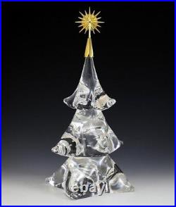 NEW in BOX STEUBEN glass CHRISTMAS TREE 18K GOLD STAR ornament JAMES HOUSTON