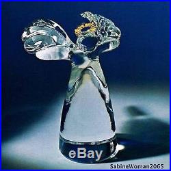 NEW in RED BOX STEUBEN art glass ANGEL 18K GOLD HALO crystal ornament XMAS