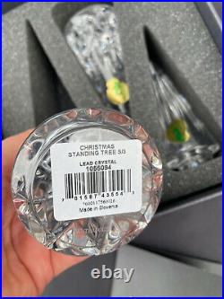 NIB 2020 Waterford Lead Crystal Clear Set Of 3 Standing Christmas Tree Ornament