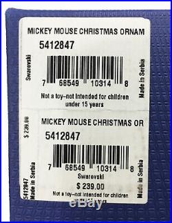 NIB $239 SWAROVSKI 2018 Disney Mickey Mouse Christmas Tree Ornament 5412847 NEW