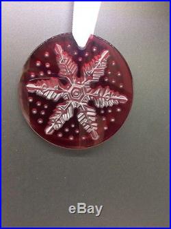NIB Lalique Crystal RED Snowflake Christmas 2013 Ornament NEW Holiday Ornament