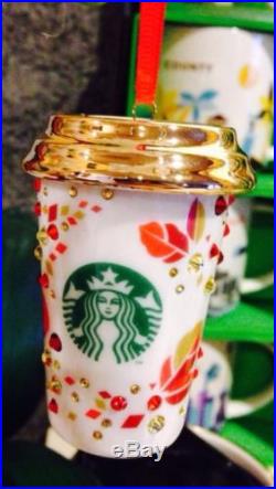 NIB Starbucks HTF 2013 LIMITED EDITION SWAROVSKI CRYSTALS Ornament Christmas