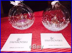 NIB Swarovski 2013 and 2014 Christmas Crystal Ball Ornaments
