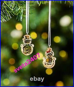 NIB Swarovski Gingerbread Snowman Couple Crystal Christmas Ornament #5464885