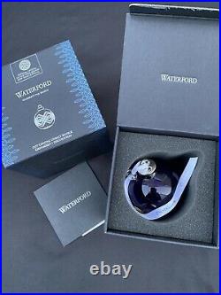 NIB Waterford 2020 Crystal Cobalt Blue Christmas Ball Bauble Ornament #1055104