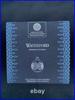 NIB Waterford 2020 Crystal Cobalt Blue Christmas Ball Bauble Ornament #1055104