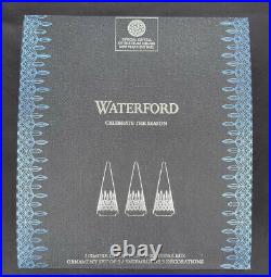 NIB Waterford Crystal Lismore Set Of 3 Blue Topaz Ombré Mix Christmas Tree Decor