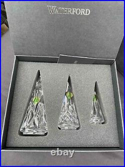 NIB Waterford Lead Crystal Set Of 3 Standing Christmas Tree Decoration #40035463