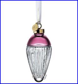 NIB Waterford Lismore Set Of 2 Cranberry Faith & Love Drop Crystal Ornaments