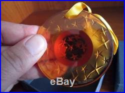 NOEL 1995 CHRISTMAS ORNAMENT AMBER CRYSTAL STARS LALIQUE ORIGINAL BOX MINT