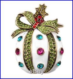 New $170 HEIDI DAUS Holly Jolly Crystal/Enamel Ornament Pin