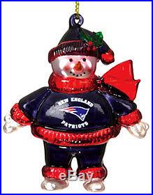 New England Patriots Crystal Snowman Christmas Ornament