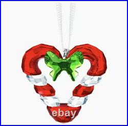 New In Box Authentic Swarovski Christmas Candy Cane Heart Ornament #5303315