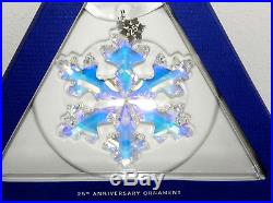 New In Box Swarovski Crystal 25th Anniversary Ornament Christmas Snowflake Mint