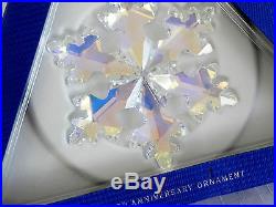 New In Box Swarovski Crystal 25th Anniversary Ornament Christmas Snowflake Mint