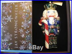 New Jay Strongwater Nutcracker Glass Christmas Ornament Swarovski Crystals