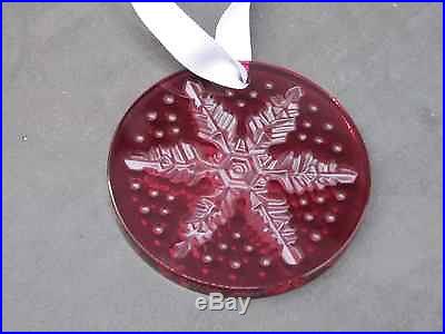 New Lalique Crystal RED Snowflake Christmas 2013 Ornament NEW Holiday Ornament