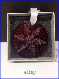New Lalique Crystal RED Snowflake Christmas 2013 Ornament NEW Holiday Ornament