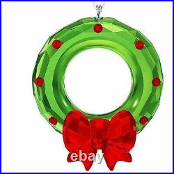New in Box Swarovski 2016 Christmas Wreath Ornament Green Red #5223687