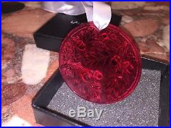 Nwt Lalique France Signed Crystal Red CHRISTMAS ORNAMENT 2016 Chene Oak