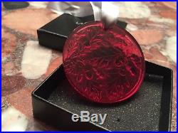 Nwt Lalique France Signed Crystal Red CHRISTMAS ORNAMENT 2016 Chene Oak