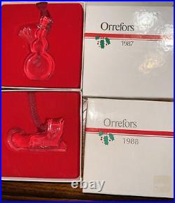 ORREFORS Crystal Christmas Ornaments 1984-2001 +3 In Boxes HUGE LOT RARE (21 Pc)