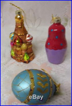 Old Russian Mercury Glass Faberge Egg Church Matryoshka Christmas Tree Ornaments