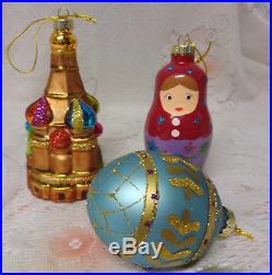 Old Russian Mercury Glass Faberge Egg Church Matryoshka Christmas Tree Ornaments